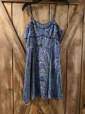 Vibrant Multicolor Spaghetti-Strap Skater Dress